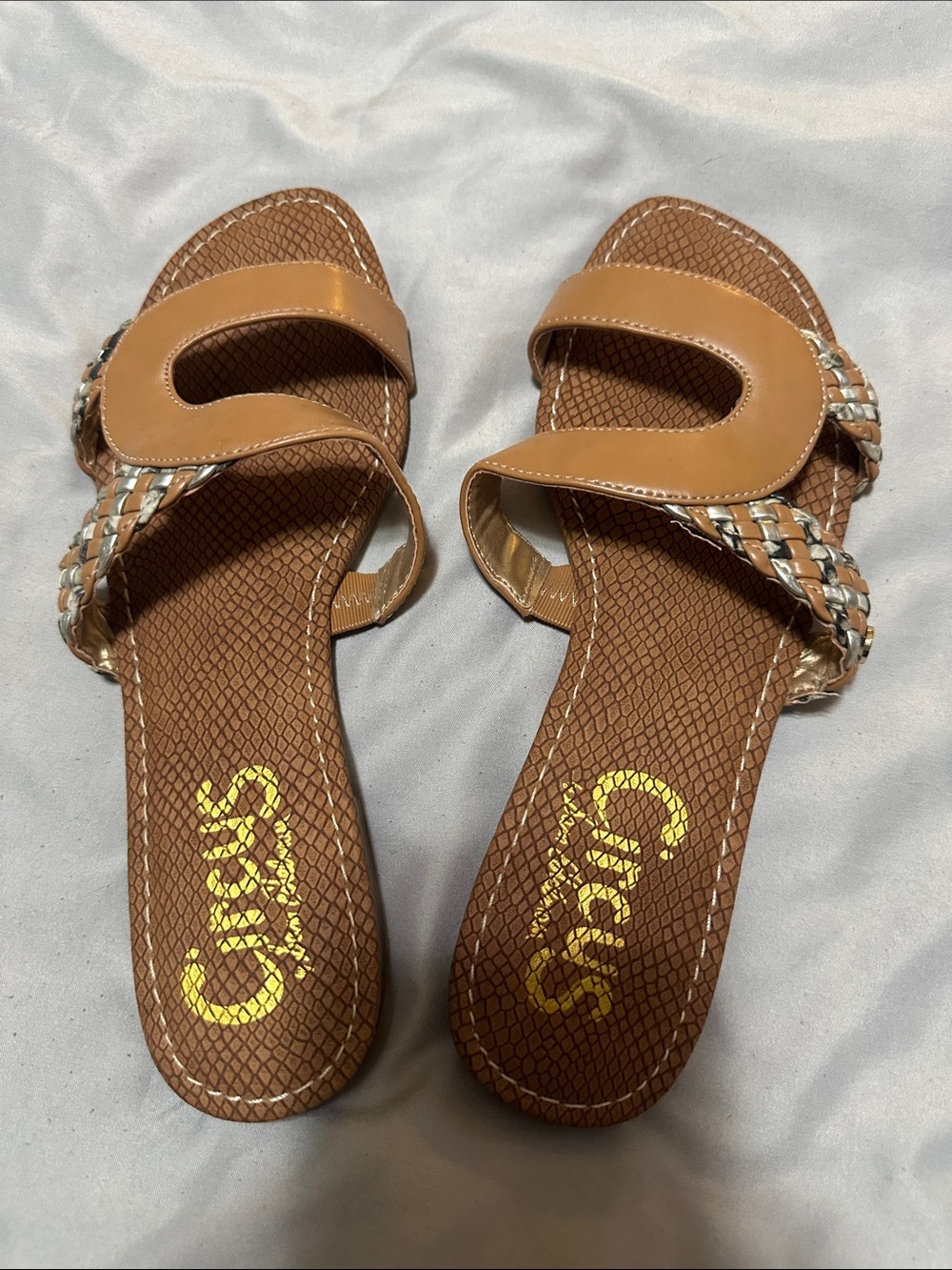 Circus by Sam Edelman Tan Braided Slide Sandals